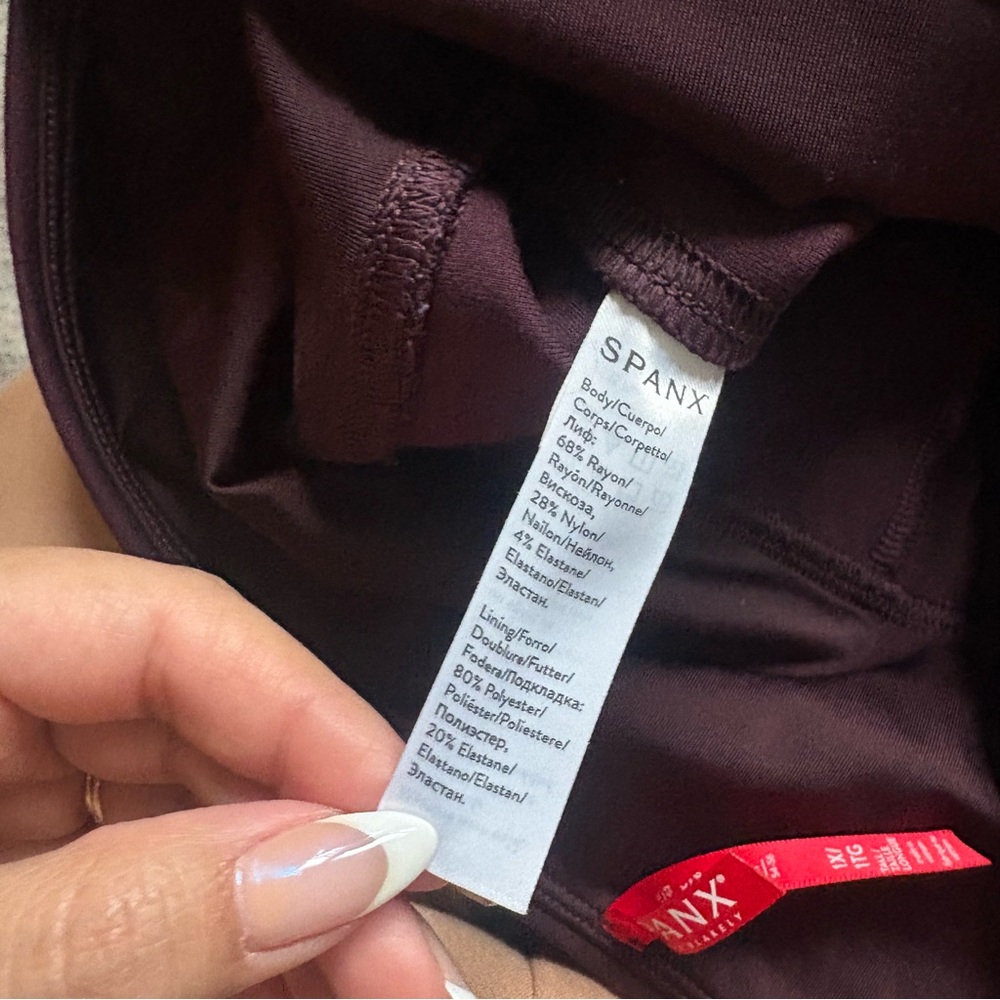 SPANX Ankle Length Ponte Leggings Split Hem Burgundy Size 1X Tall - Picture 5 of 6
